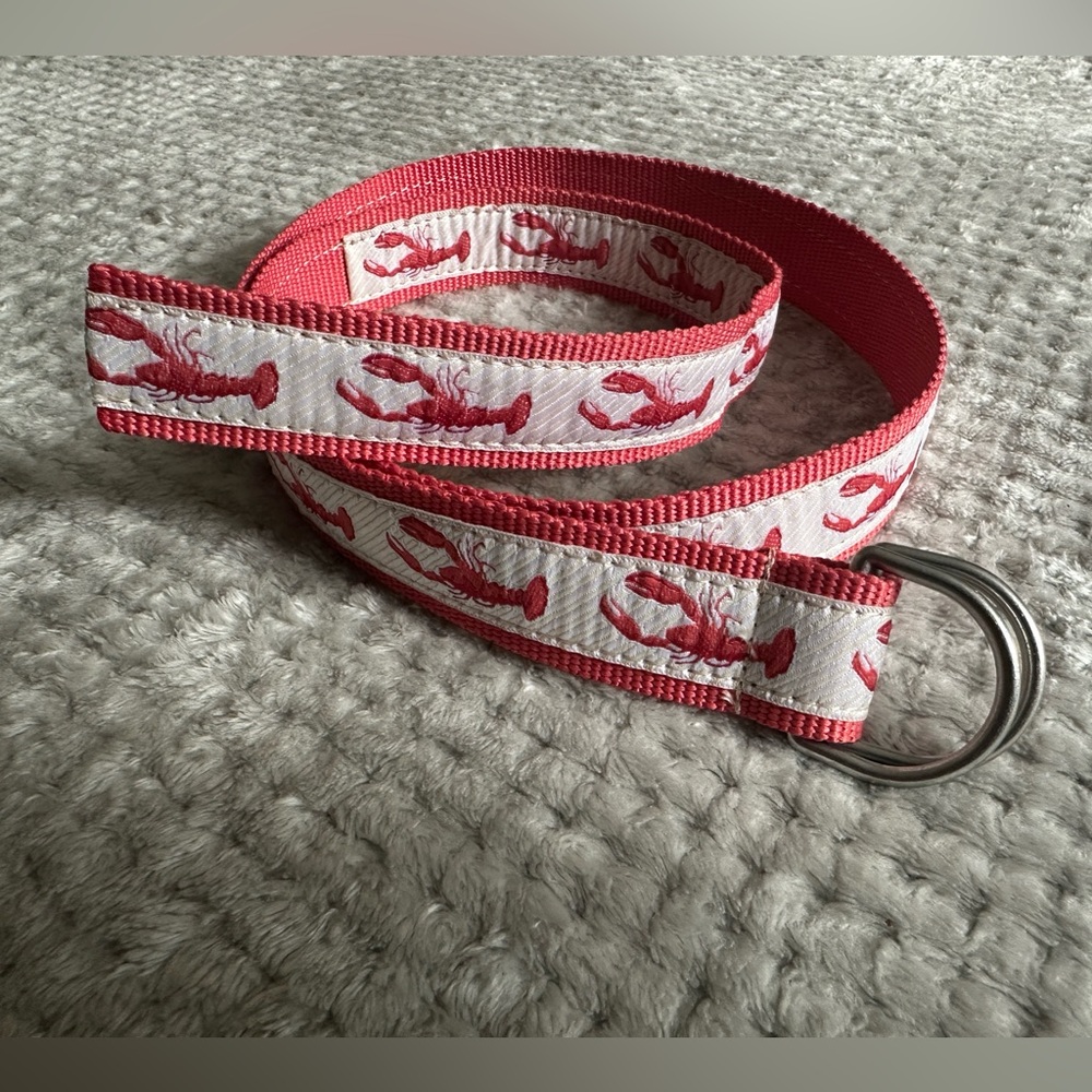 LL Bean Lobster Print Canvas Belt Size M/L Nautical